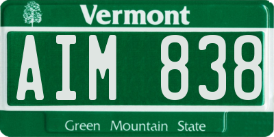 VT license plate AIM838