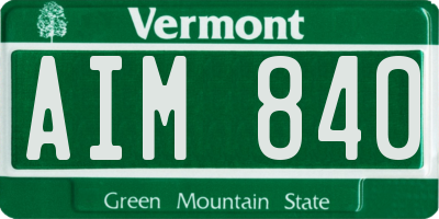 VT license plate AIM840