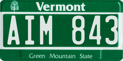 VT license plate AIM843