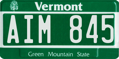VT license plate AIM845