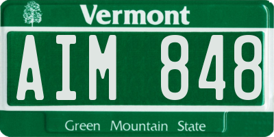 VT license plate AIM848
