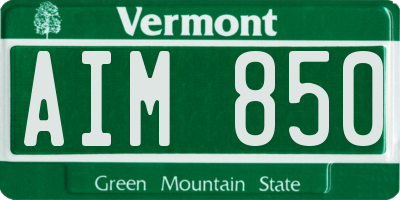 VT license plate AIM850