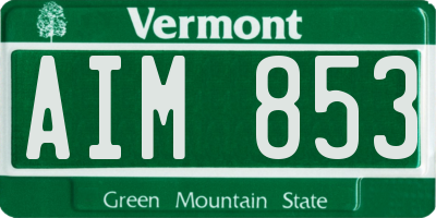 VT license plate AIM853