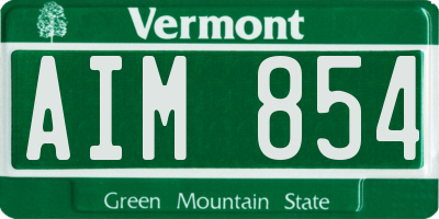 VT license plate AIM854