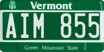 VT license plate AIM855