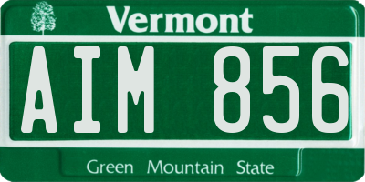VT license plate AIM856