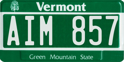 VT license plate AIM857
