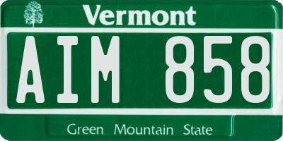VT license plate AIM858