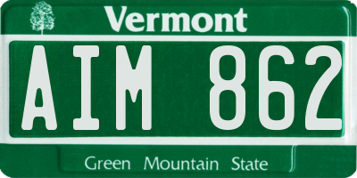 VT license plate AIM862