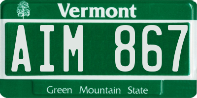 VT license plate AIM867