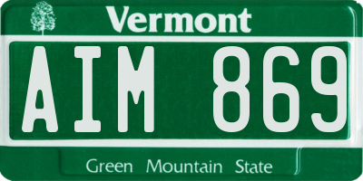 VT license plate AIM869