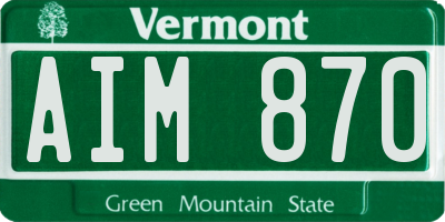 VT license plate AIM870