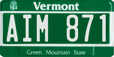 VT license plate AIM871