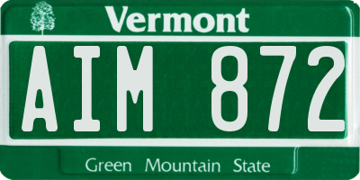 VT license plate AIM872
