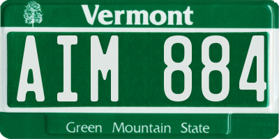 VT license plate AIM884
