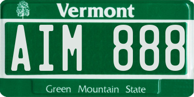 VT license plate AIM888
