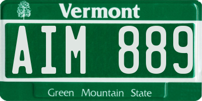 VT license plate AIM889