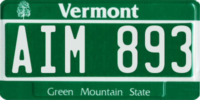 VT license plate AIM893