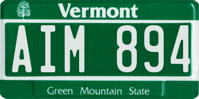 VT license plate AIM894