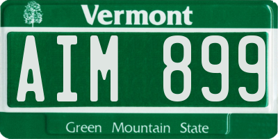 VT license plate AIM899
