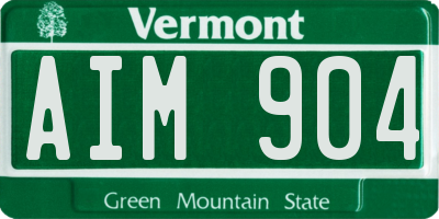 VT license plate AIM904