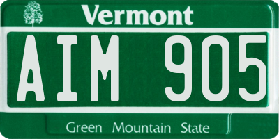 VT license plate AIM905