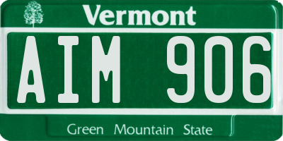 VT license plate AIM906