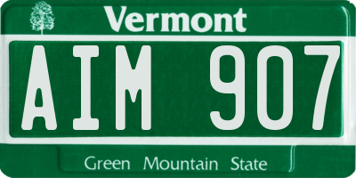 VT license plate AIM907