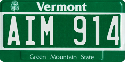 VT license plate AIM914