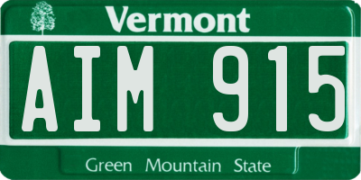 VT license plate AIM915