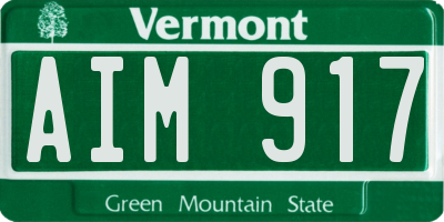 VT license plate AIM917