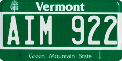 VT license plate AIM922