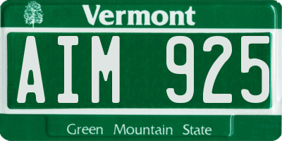 VT license plate AIM925