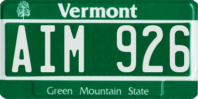 VT license plate AIM926