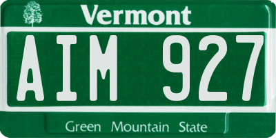 VT license plate AIM927