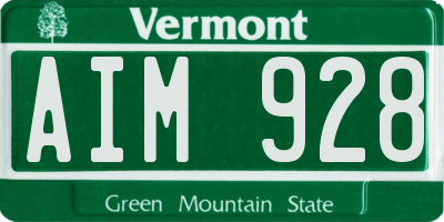 VT license plate AIM928