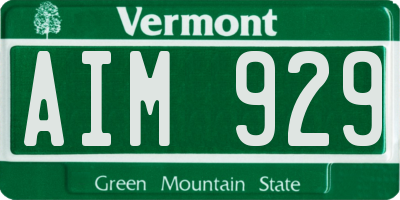 VT license plate AIM929