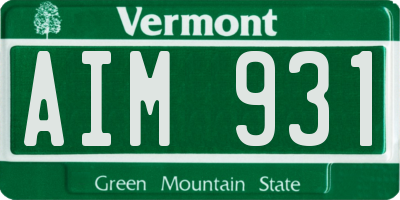 VT license plate AIM931