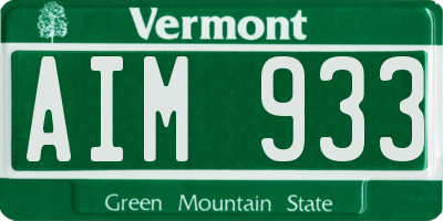 VT license plate AIM933