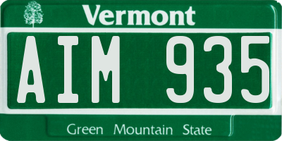 VT license plate AIM935