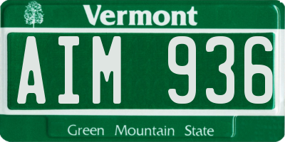 VT license plate AIM936