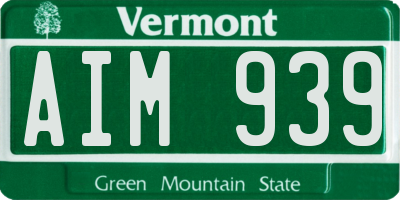 VT license plate AIM939