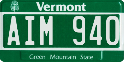 VT license plate AIM940