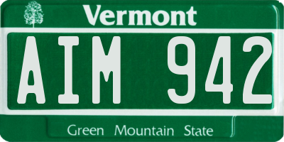 VT license plate AIM942