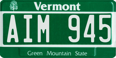 VT license plate AIM945