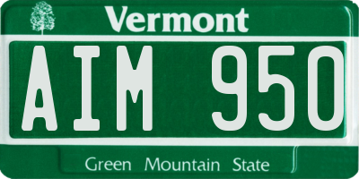 VT license plate AIM950