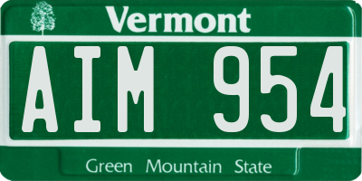 VT license plate AIM954