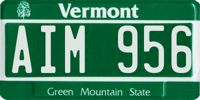 VT license plate AIM956