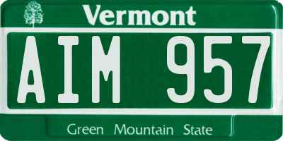 VT license plate AIM957