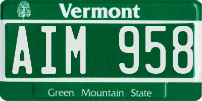 VT license plate AIM958